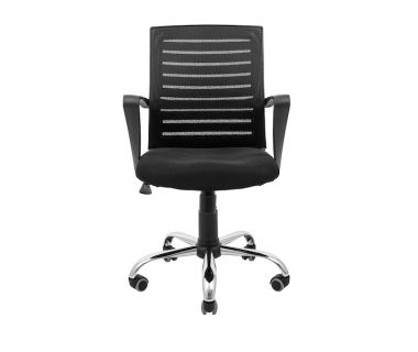 Кресло компьютерное Флеш Ю - Хром - Сетка черная