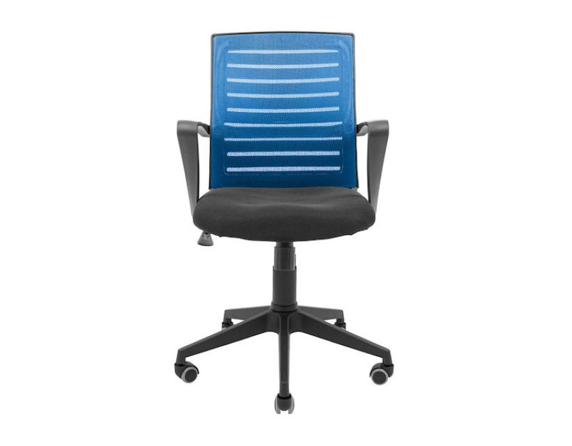Кресло компьютерное Флеш Ю – Пластик – Сетка черная + синяя в интернет-магазине "Мебли Даром"
