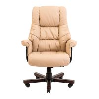 Кресло компьютерное Конгресс - Вуд - Кожзам Бежевый