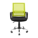 Кресло компьютерное Джина – Хром – Сетка черная + зеленая