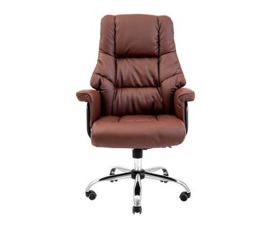 Кресло компьютерное Конгресс - Хром - Кожзам Коричневый