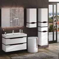 Підвісна тумба для ванної з умивальником Принц Alessa Air 90 венге