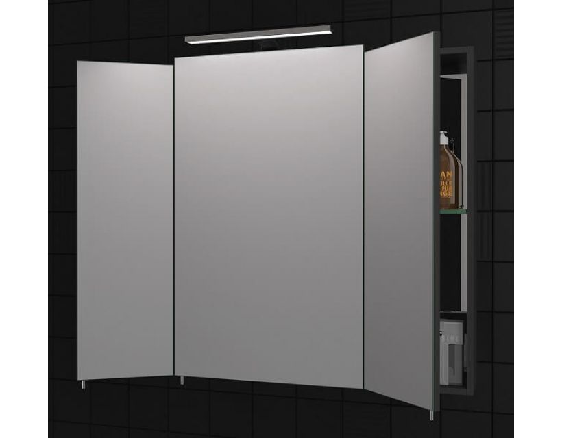 Дзеркальна шафа для ванної Everest 80 см сірий, без підсвічування