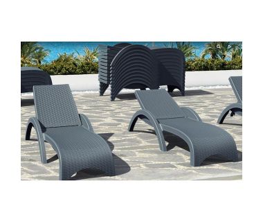 Шезлонг Siesta ротанг с подлокотниками 860 Fiji Dark Grey