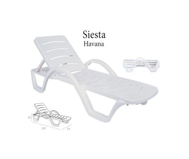 Шезлонг 078 Havana с подлокотниками белый Siesta