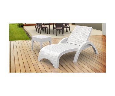 Шезлонг Siesta с подлокотниками под ротанг 860 Fiji White