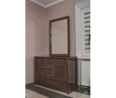 Комод Modena 3Д Sofiya із МДФ у стилі модерн глянсовий сірий каштан із текстурою дерева