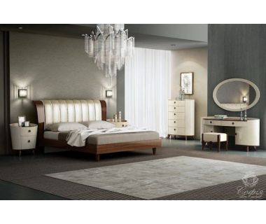 Спальный гарнитур Palermo Sofiya 180*200 см орех беж с текстурой дерева, глянец Спальный гарнитур Palermo Sofiya 180*200 см орех беж с текстурой дерева, глянец