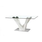 Стіл Лоренц Sofiya 130*80 см зі скляною стільницею на металевому каркасі