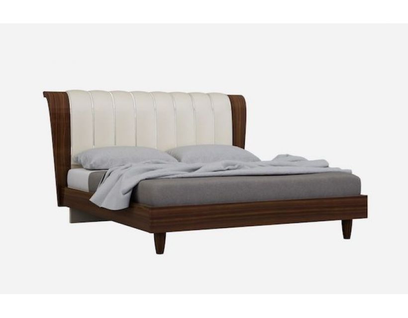 Двоспальне ліжко Palermo Sofiya 180*200 см горіх беж з текстурою дерева, глянець