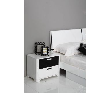 Тумба прикроватная 2Ш Флавер Sofiya из МДФ белый/черный глянец