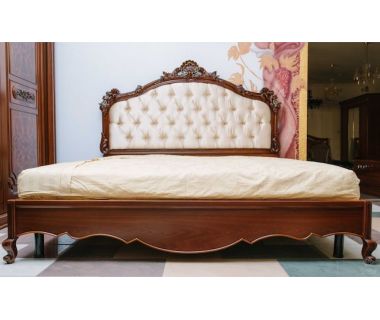 Классическая двуспальная кровать Флоренция Sofiya 180*200 см с МДФ, орех с патиной, матовый