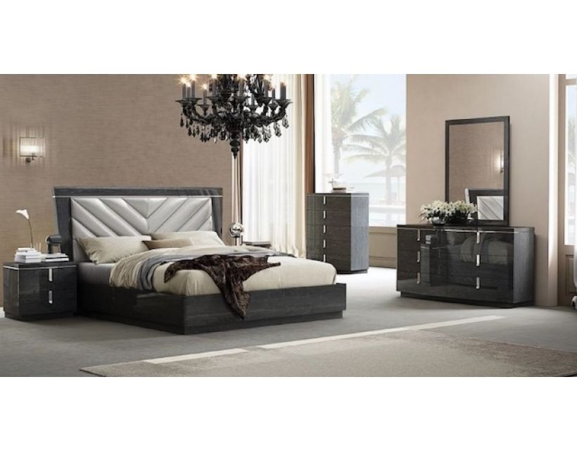 Комплект спальни Alicante (Аликанте) Sofiya 180*200 см графит с текстурой дерева, глянец, с механизмом