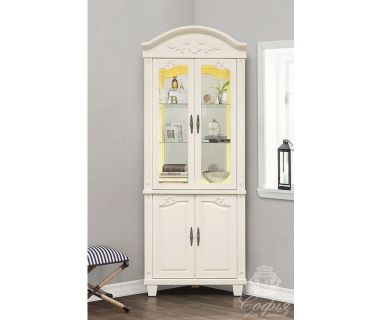Вітрина кутова 2Д Барселона Sofiya матовий горіх/матовий білий у вітальню Вітрина кутова 2Д Барселона Sofiya матовий горіх/матовий білий у вітальню