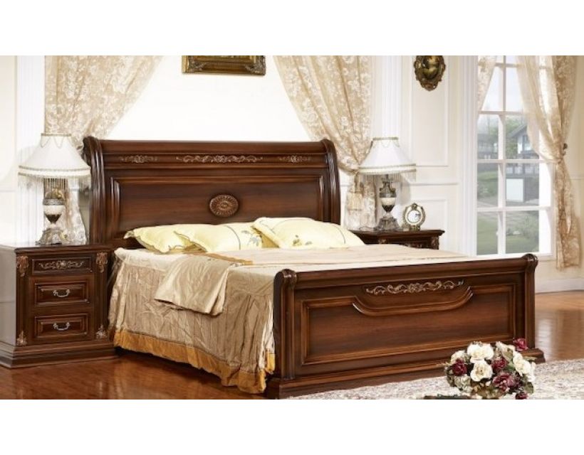 Двуспальная классическая кровать Марсель Sofiya 180*200 см из МДФ орех