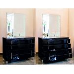 Комод Черный Бриллиант 4Ш Sofiya из МДФ черный глянец в стиле модерн с зеркалом