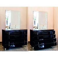Комод Черный Бриллиант 4Ш Sofiya из МДФ черный глянец в стиле модерн с зеркалом