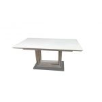 Стіл Олімп білий Sofiya 160 (+60)*90 см на металевому каркасі зі склянною стільницею