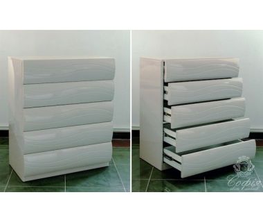 Комод Тифани 5Ш Sofiya из ламинированного МДФ бежевый глянец