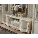 Тумба під ТВ класична Неаполь у вітальню, кремова із золотою патиною, глянець