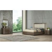 Сучасний спальний гарнітур Zaragoza (Зарагоза) Sofiya з LED підсвічуванням, світлий горіх, глянець