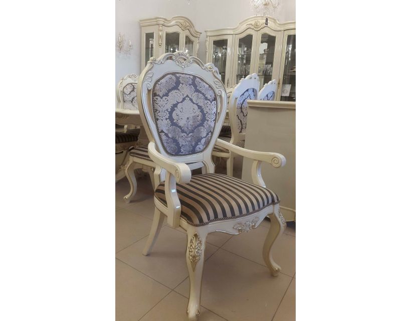 Класичний дерев'яний стілець Неаполь білий Sofiya з підлокітниками