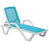 Шезлонг з підлокітниками Tilia Mare біла слонова кістка - бірюзовий