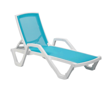 Шезлонг з підлокітниками Tilia Mare біла слонова кістка - бірюзовий