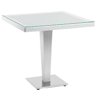Стол Tilia Antares 80x80 см столешница из стекла, база хромированная белая слоновая кость