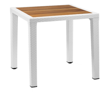 Стол Tilia Antares 80x80 см столешница ироко, ножки пластиковые белая слоновая кость