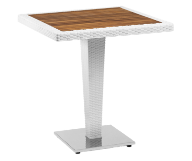 Стол Tilia Antares 70x70 см столешница ироко, база хромированная белая слоновая кость