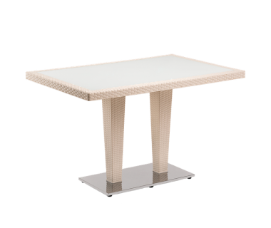 Стол Tilia Antares 80x120 см столешница из стекла, база хромированная кремовый