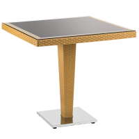 Стол Tilia Antares 80x80 см столешница из стекла, база хромированная цвет дерево