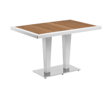 Стол Tilia Antares 80x120 см столешница ироко, база хромированная белая слоновая кость