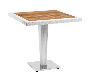 Стол Tilia Antares 80x80 см столешница ироко, база хромированная белая слоновая кость