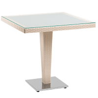 Стол Tilia Antares 80x80 см столешница из стекла, база хромированная кремовый