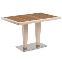 Стіл Tilia Antares 80x120 см стільниця ироко, база хромована кремовий