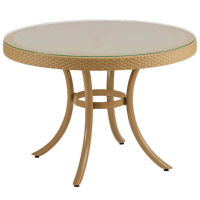 Стіл Tilia Osaka d110 см стільниця зі скла, ніжки алюмінієві колір дерево