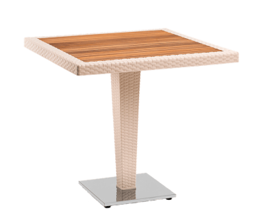 Стол Tilia Antares 80x80 см столешница ироко, база хромированная кремовый