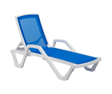 Шезлонг з підлокітниками Tilia Mare біла слонова кістка - блакитний