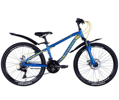 Велосипед сталь 24" Discovery FLINT AM DD рама-13" синій з крилом Pl 2024