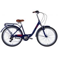 Велосипед алюминий 26 Dorozhnik RUBY AM Vbr рама-17" темно-синий с багажником задн. St с крылом St 2024