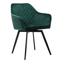 Стілець поворотний R-63 смарагдовий велюр, ніжки чорні