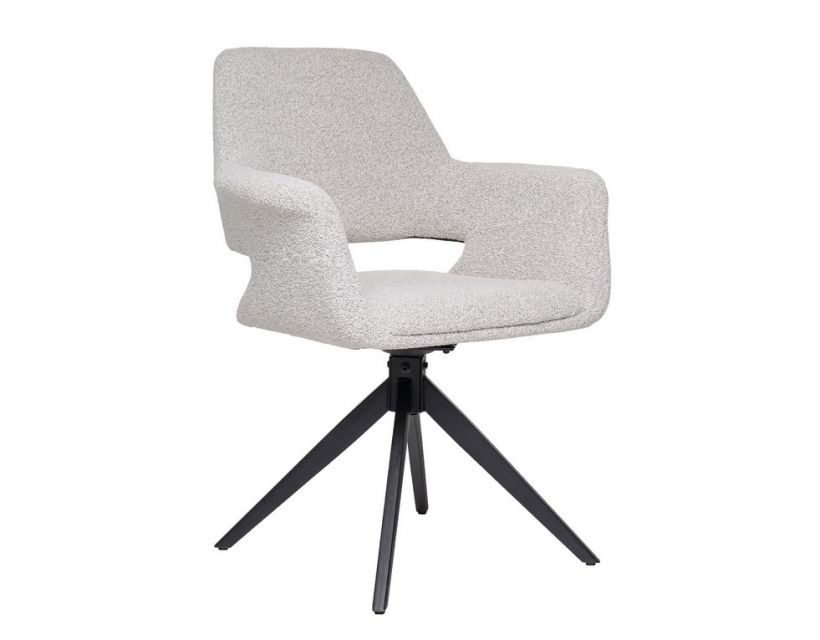 R-75 Стул поворотный с подлокотниками, натуральный букле, ножки черные VETRO Modern (Ветро) в интернет-магазине "Мебли Даром"