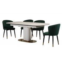 Керамічний стіл TML-828 камео білий мармур, золото Vetro (Ветро)