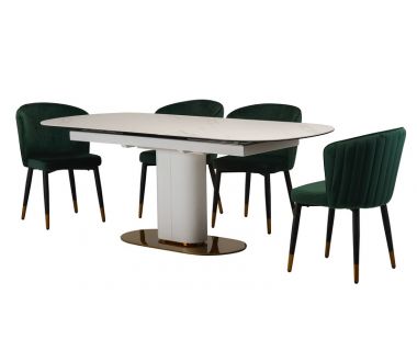 Керамічний стіл TML-828 камео білий мармур, золото Vetro (Ветро)