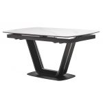 Раскладной керамический стол TML-870 белый мрамор, черные ножки 160 - 200 * 89,5 см