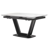 Раскладной керамический стол TML-870 белый мрамор, черные ножки 160 - 200 * 89,5 см