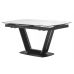 Раскладной керамический стол TML-870 белый мрамор, черные ножки 160 - 200 * 89,5 см в интернет-магазине "Мебли Даром"