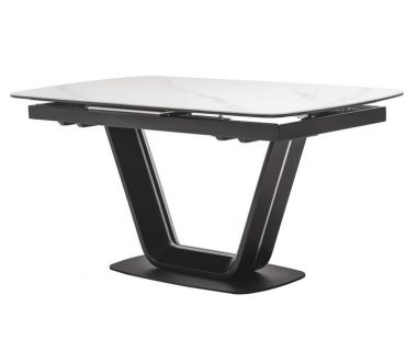 Розкладний керамічний стіл TML-870 білий мармур, чорні ніжки 160 - 200*89,5 см